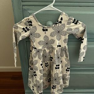 Hanna Andersson Cream and Black Flower Twirl Dress